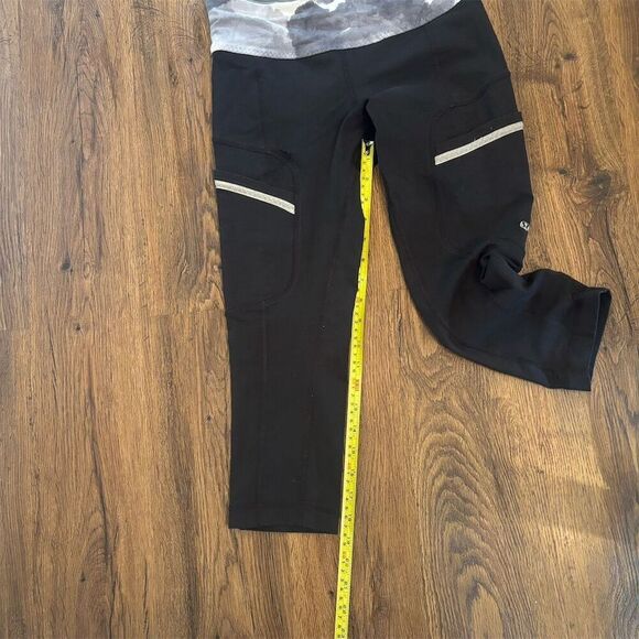 Lululemon Women's M Black Tie-Dye Reflective Capri Leggings w/ Pockets - Picture 12 of 13